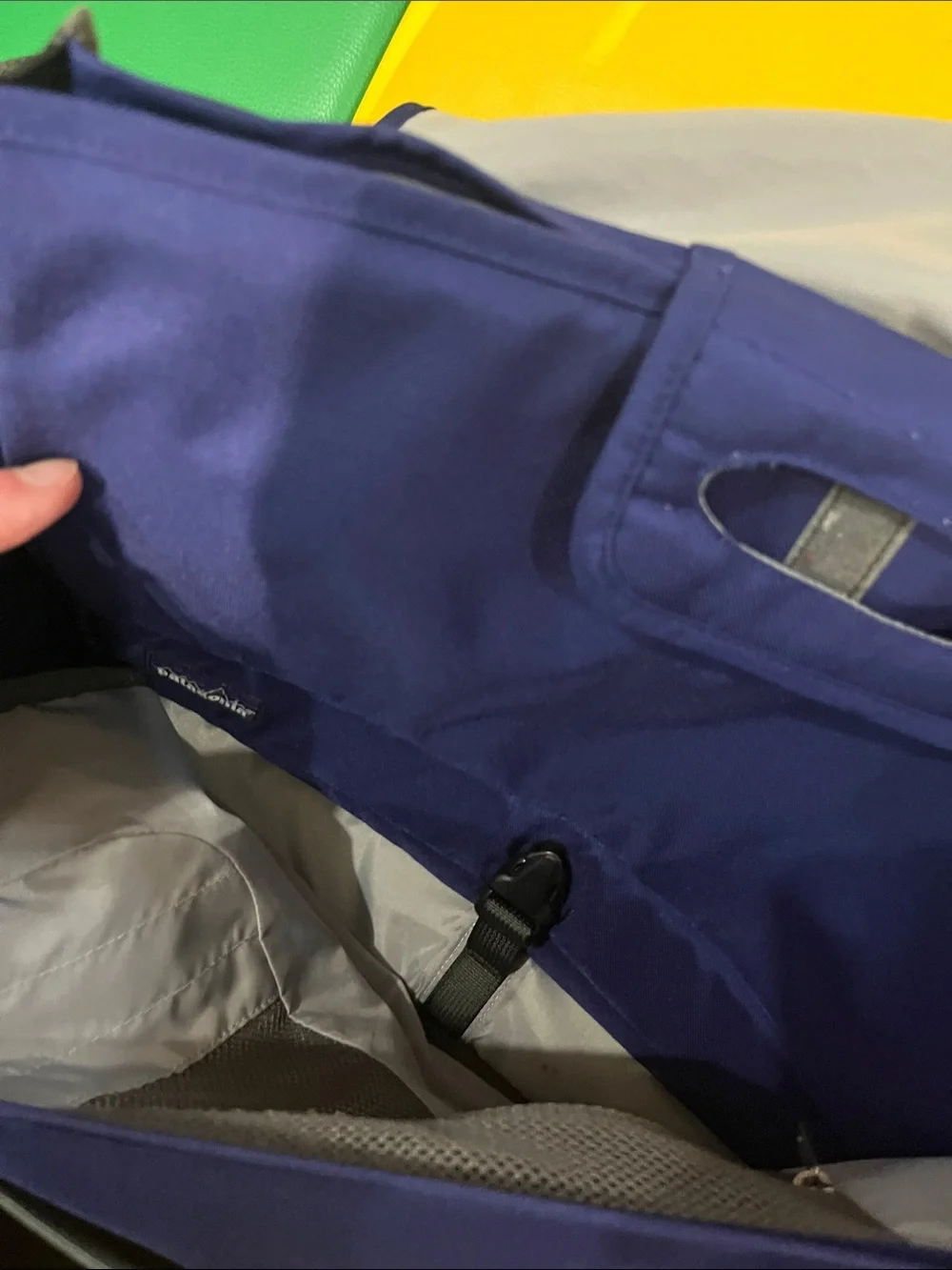 Patagonia Navy Messenger Bag with Red Accent - computer laptop
